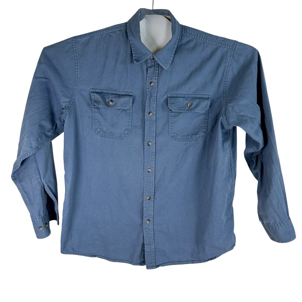 Wrangler mens large blue workwear grunge 90s utility shirt faded cotton